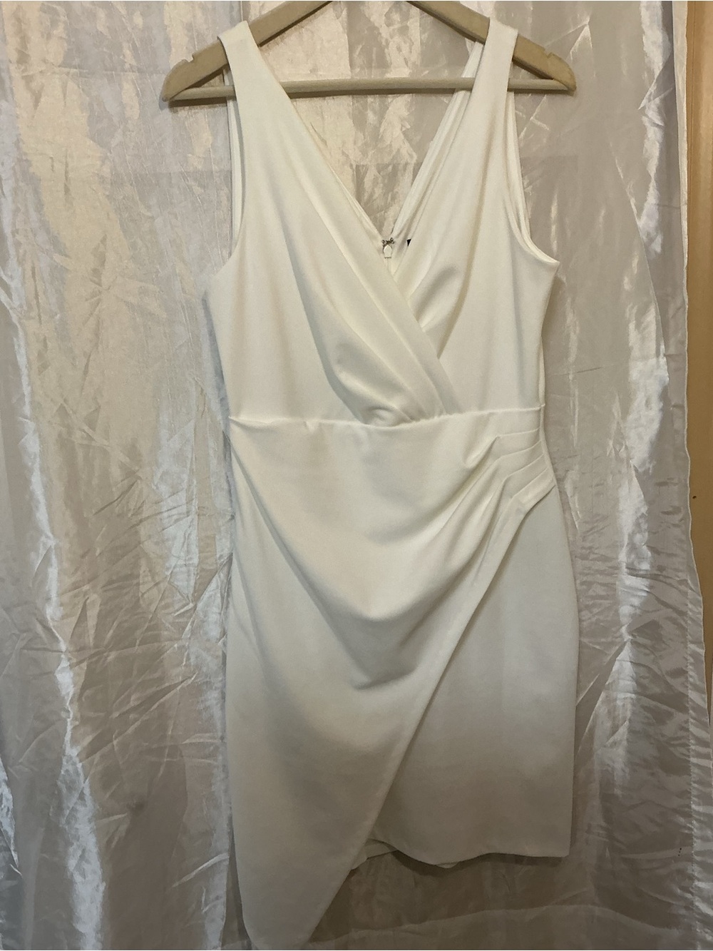 GUESS White Draped Wrap Cocktail Mini Dress
